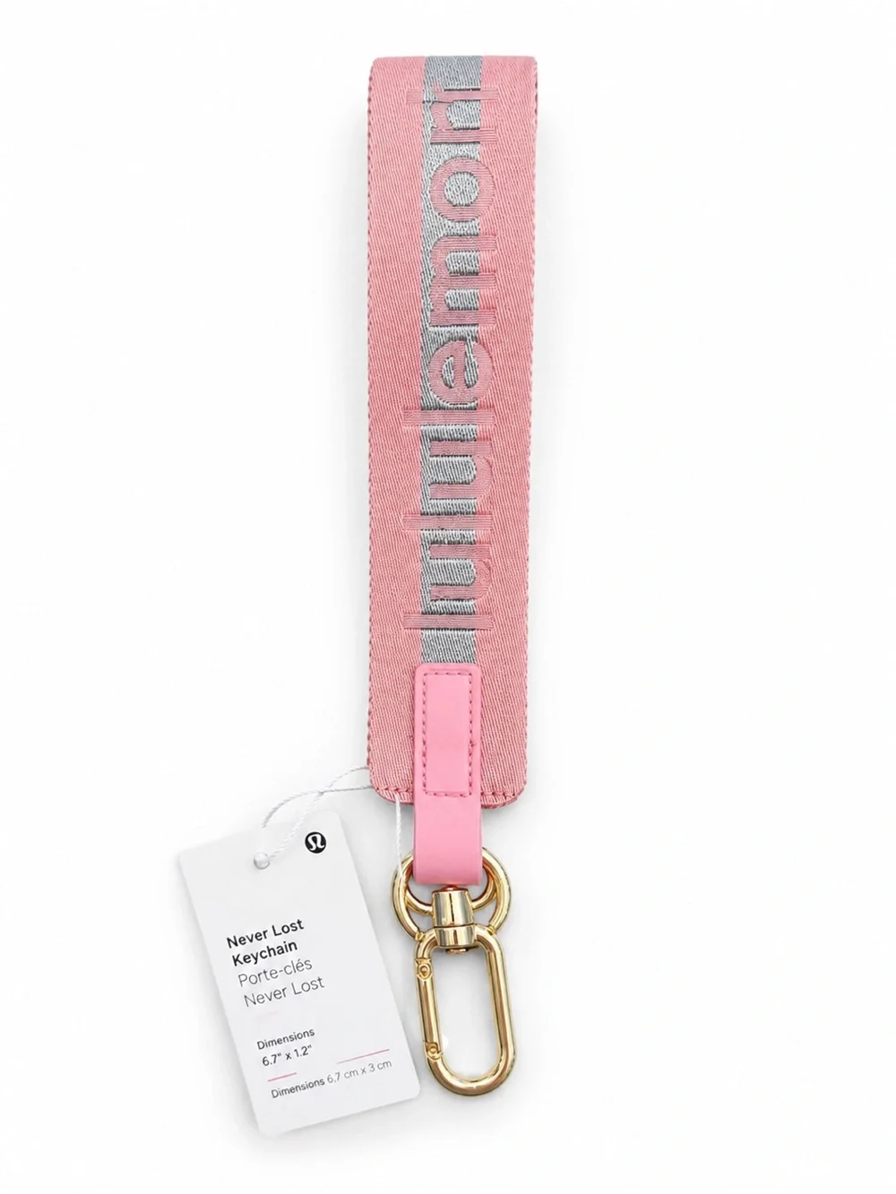 lululemon pink wristlet key and card holder with gold hardware